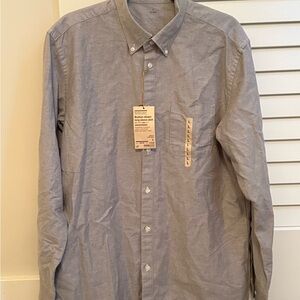 Muji USA Light Gray Casual Button-Down Oxford Shirt